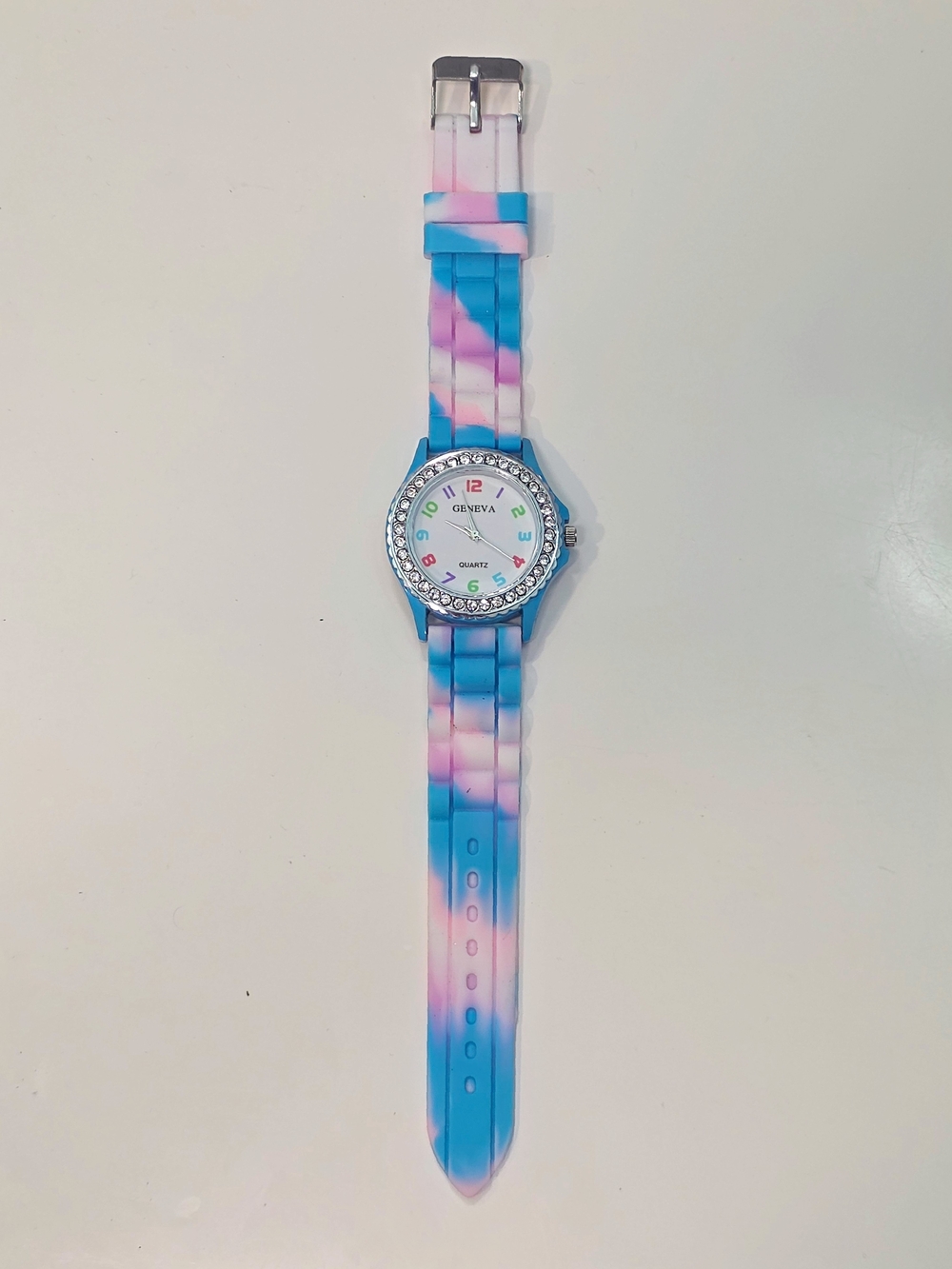 Geneva - Tie-Dye Silicone Watch in Blue & Pink